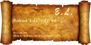 Baksa Lóránt névjegykártya